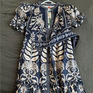 FARM Rio Navy and Cream Floral Mini Dress